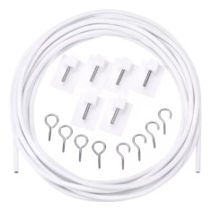 Set 11 piese sarma pentru cortina cu carlige autoadezive Shappy, lungime 3 m, alb, otel, plastic