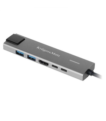 HUB 6in1 USB TYPE C - HDMI v1.4 3840x2160px 30Hz + 2x USB3.0/2.0 + 2x USB TYPE C + RJ45 Kruger&amp;amp;Matz foto