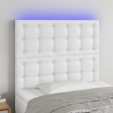 Cumpara ieftin Tăblie de pat cu LED, alb, 90x5x118/128 cm, piele ecologică