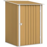Outsunny Căsuță de Grădină 0.92m&sup2; din Oțel Galvanizat, Depozit pentru Unelte cu Ușă Blocabilă, Acoperiș &Icirc;nclinat, 100x104x160 cm, Galben | Aosom Roman
