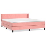 Cumpara ieftin Pat box spring cu saltea, roz, 160x200 cm, catifea