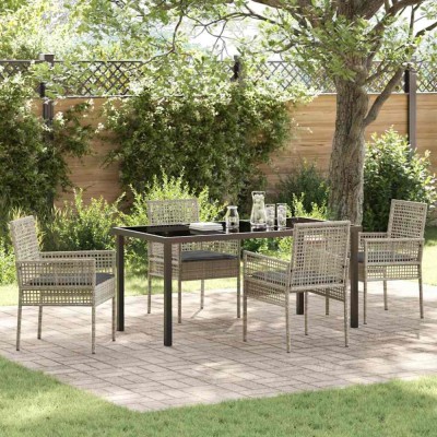 vidaXL Set de masă pentru grădină 5 pcs Gri deschis Rattan poli 3379901 foto