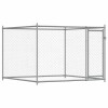 Cusca pentru caini cu usa, gri, 2x2x1,5 m, otel galvanizat