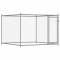 Cusca pentru caini cu usa, gri, 2x2x1,5 m, otel galvanizat