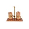 Set Solnite Cupru Sare si Piper cu Suport Mediterranean Art, Handmade Grecia, Uz Casnic/Profesional
