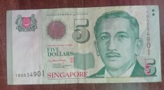 B11 3 - Bancnota foarte veche - Singapore - 5 dolari
