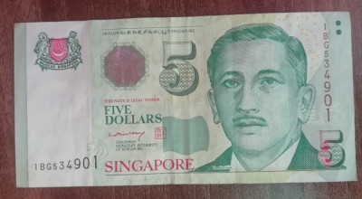 M1 - Bancnota foarte veche - Singapore - 5 dolari foto