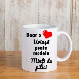 Cana alba personalizata Doar o inima uriasa poate modela minti de pitici, INOVATIX&reg;. 330ml, Oem