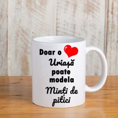 Cana alba personalizata Doar o inima uriasa poate modela minti de pitici, INOVATIX&reg;. 330ml