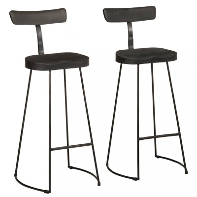 vidaXL Scaune de bar 2 buc Negru 49x43x103 cm Lemn masiv Mango foto