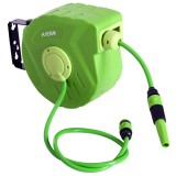 Outsunny Tambur cu Furtun Retractabil Automat, Pivotant la 180&deg;, 35,5x11,5x27,5 cm, Verde | Aosom Romania
