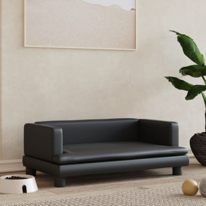 Gossi pat de caini, negru, 80x45x30 cm, piele ecologica