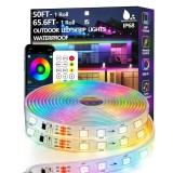 Banda LED RGB+IC Waterproof IP68, 20m, Control App Bluetooth, Sincronizare Muzica, Telecomanda RF, Exterior/Interior