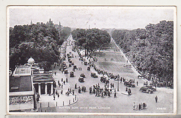 bnk cp Rotten Row - Hyde Park - Londra - circulata catre Romania 1939