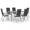 VidaXL Set mobilier de grădină, 7 piese, argintiu și negru, aluminiu