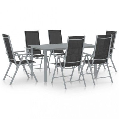 Gossi set mobilier de gradina, 7 piese, argintiu si negru, aluminiu foto