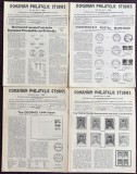 Romanian Philatelic Studies 1983 (Nr. 1, 2, 3 &amp; 4) - Set 4 reviste filatelice in limba engleza, Emisiunea Odorhei, marci si carnete Legionare, fiscale