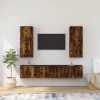 Set dulapuri TV, 4 piese, stejar fumuriu, lemn prelucrat