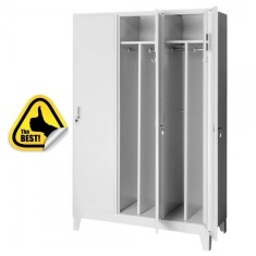 VESTIAR COMPARTIMENTAT METALIC CU PICIOARE SI 3 USI, 1200x500x1920 mm (LxlxH), Asamblat, Plus