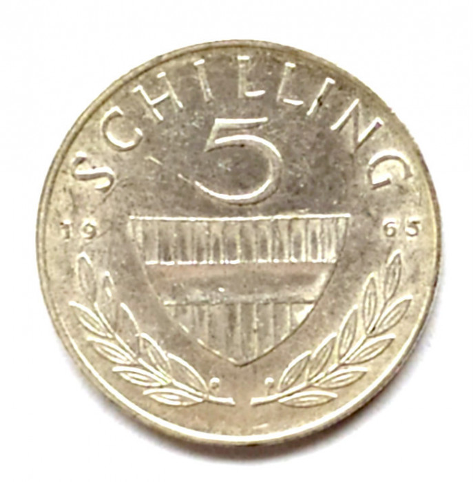 AUSTRIA 5 SCHILLING 1965 ARGINT XF AUNC