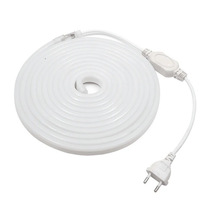 Banda led neon flexibila 5 metri, 6500k, 8-10w metru, IP67, alimentare 220v