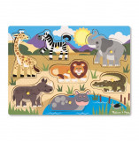Puzzle din lemn Animalele safari, Melissa &amp; Doug