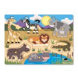 Puzzle din lemn Animalele safari, Melissa &amp; Doug