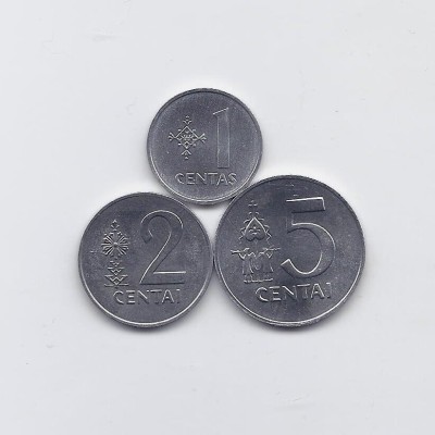 Lituania lot 3 monede 1991 UNC foto