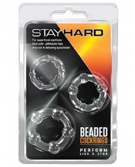 Set Inele pentru penis Stay Hard Beaded Cockrings 3 Piece Set &amp;amp;#8211; Clear foto