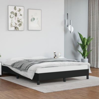 vidaXL Cadru de pat, negru, 140x190 cm, piele ecologică 346898 foto