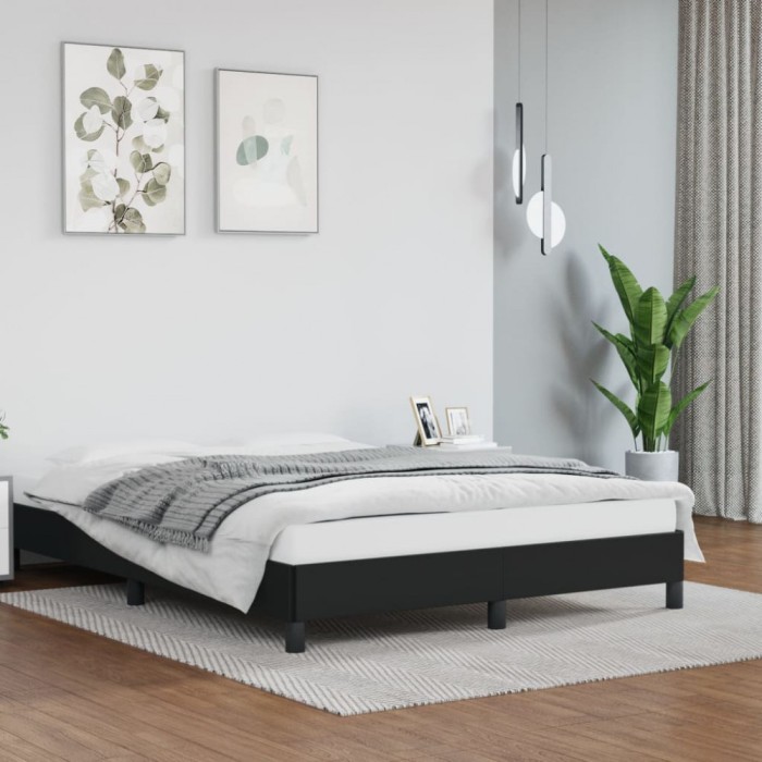 vidaXL Cadru de pat, negru, 140x190 cm, piele ecologică 346898