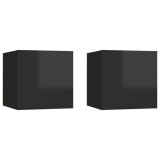 Cumpara ieftin Noptiere, 2 buc., negru extralucios, 30,5x30x30 cm, PAL