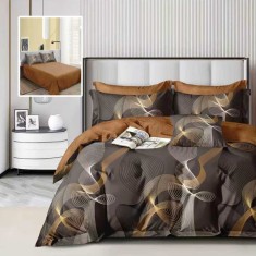 Lenjerie pat dublu,bumbac finet,6 piese,cearceaf normal 220x240cm, cearceaf pilota 200x220cm, 2 fete de perna 50x70, 2 fete de perna 70x70- 98231