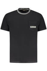 Napapijri Tricou barbati, cu buzunar pe piept si imprimeu, Regular Fit, Negru, M foto
