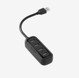 HUB USB Vention, porturi: 4 x USB 2.0, conectare prin USB 2.0 (T), rata transfer 480 Mbps, ABS, cablu 0.15m, negru, &quot;VAS-J43-B015&quot; (timbru verde 0.18