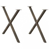 VidaXL Picioare de masă &icirc;n formă de X, 2 buc., oțel natural, 90x(72-73) cm