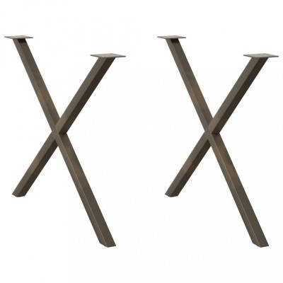 vidaXL Picioare de masă &amp;icirc;n formă de X, 2 buc., oțel natural, 90x(72-73) cm 4012927 foto