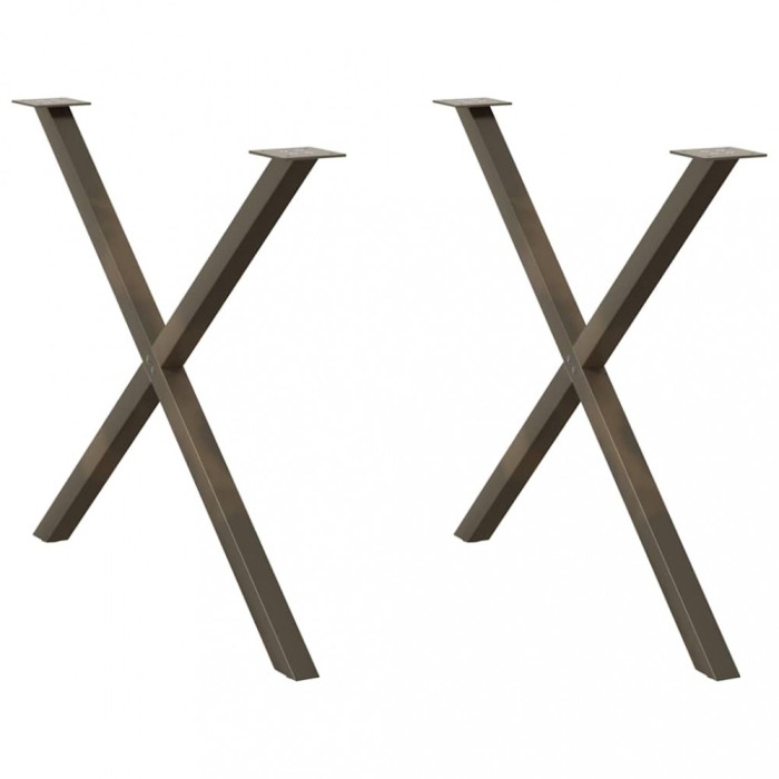 vidaXL Picioare de masă &icirc;n formă de X, 2 buc., oțel natural, 90x(72-73) cm 4012927