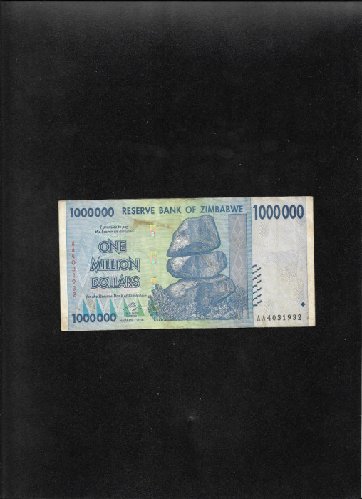 Zimbabwe 1000000 1 000 000 dolari dollars 2008 seria4031932