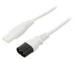Cablu IEC C7 mamă - IEC C8 tată 0,5m alb 2,5A 2x0,75mm2 PVC