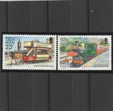 Isle of Man 1988 , Transporturi , tren , tramvai cu cal , serie 2 valori dantelate , MNH , Mi.490-491