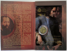 SAN MARINO moneda 2 euro comemorativa 2011 - Giorgio Vasari, folder BU foto