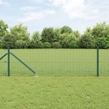 VidaXL &Icirc;mprejmuire sudată cu 7 st&acirc;lpi &icirc;nfipți Verde 0.8x10 m Oțel