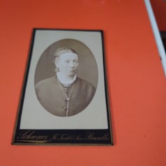 FOTO PORTRET FEMEIE ANII 1900 VECHI PE CARTON GROS 10 / 7 CM DE COLECTIE RARA!