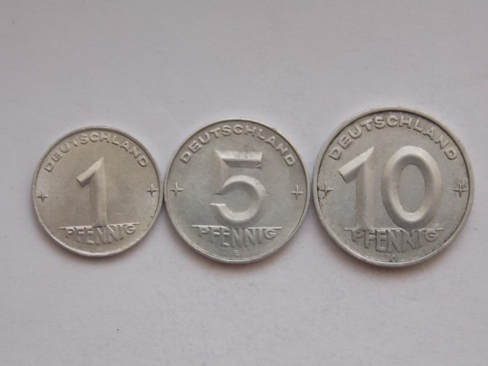 Lot 3 monede RDG 1,5,10 PFENNIG 1953