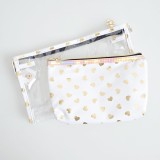 Set 2 genti cosmetice cu inimi aurii