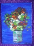 TABLOU PE PANZA CU SASIU NOU 30X40 CM VAS CU FLORI PRET DOAR 20 LEI