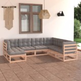 vidaXL Set mobilier de grădină cu perne, 7 piese, lemn masiv de pin 3076754