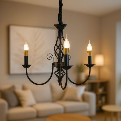 Lustra VINTAGE, tip Pendul cu brate, ANJOU, Circulara, 3xE14, Metal, Negru ModernLight Concept foto