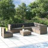 Set mobilier de grădină cu perne, 7 piese, gri, poliratan